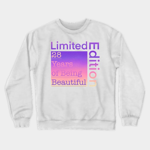 28 Year Old Gift Gradient Limited Edition 28th Retro Birthday Crewneck Sweatshirt by Designora